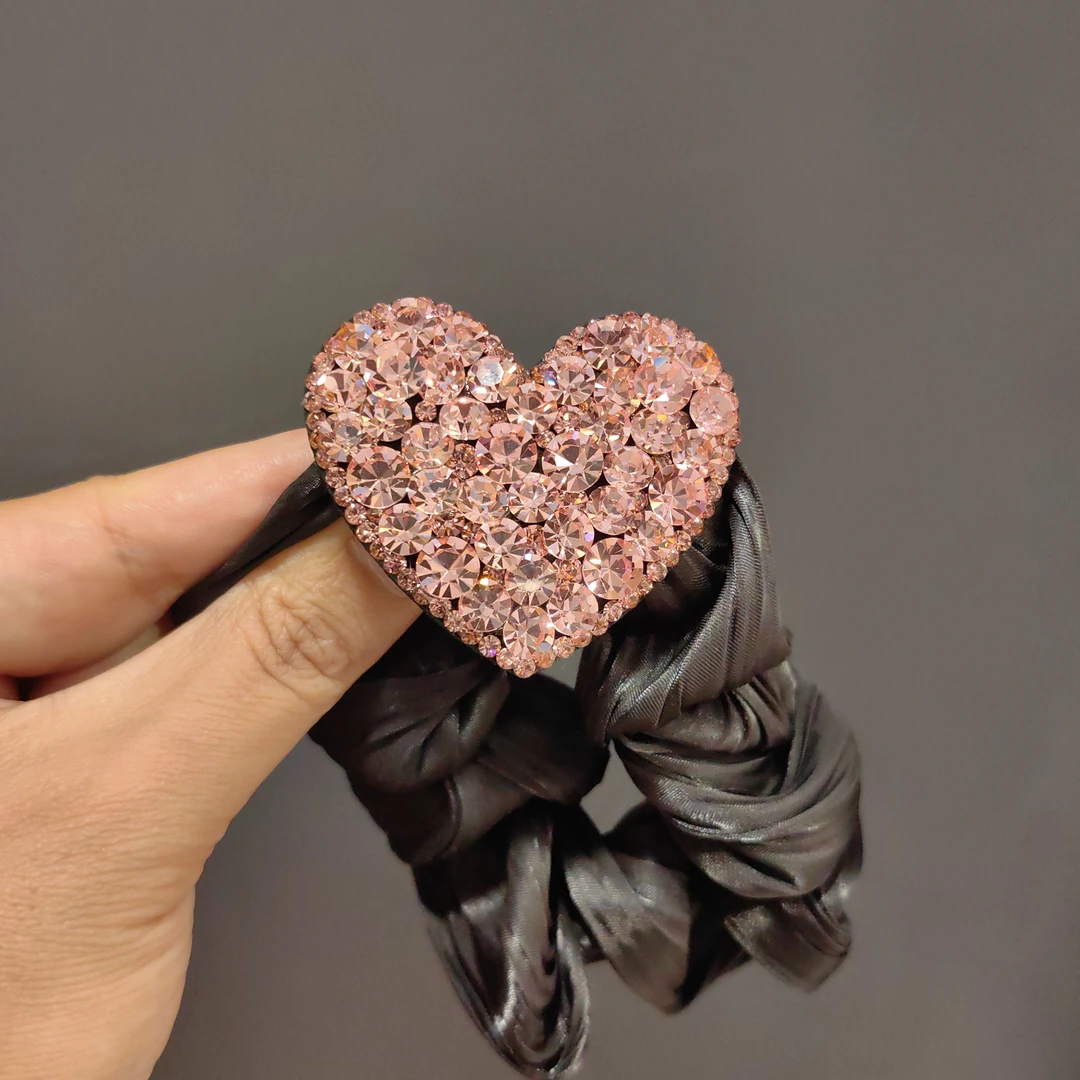 韩版施家钻爱心发绳网红款丝绸发圈时尚盘发神器新款大号发圈发饰