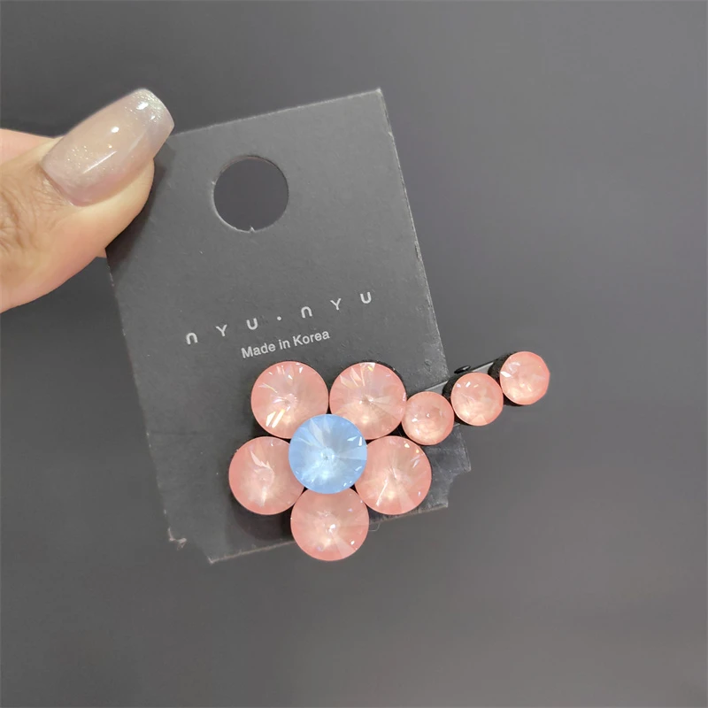 韩国施华S家水晶高级花朵鸭嘴夹可爱发夹刘海夹碎发夹彩色侧边夹