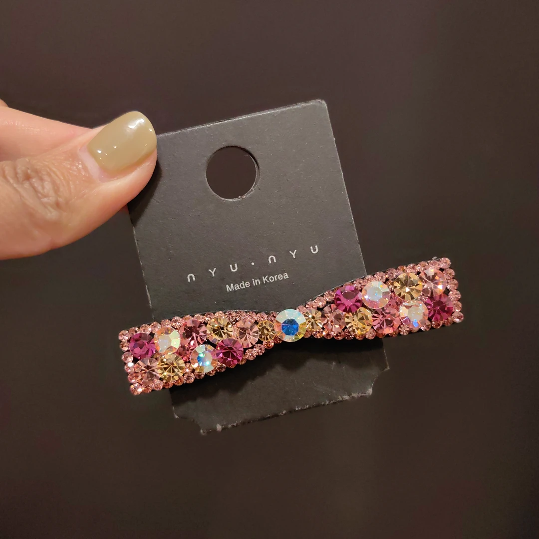 韩国施华水晶鸭嘴夹高档头发夹子发卡韩版碎发夹百搭边夹简约发饰