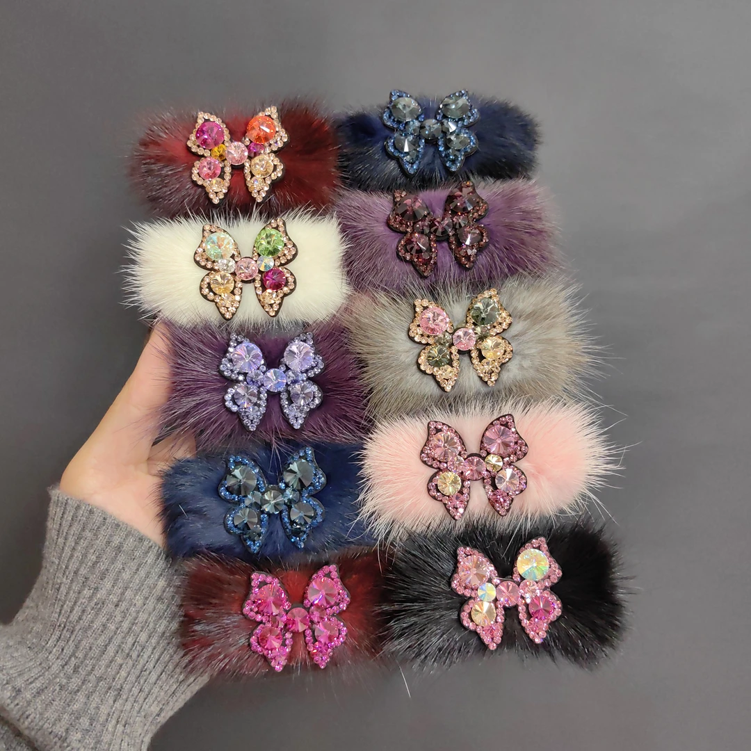 韩国s家水晶bb夹高档发卡网红款刘海发夹轻奢侧边发夹毛毛碎发夹