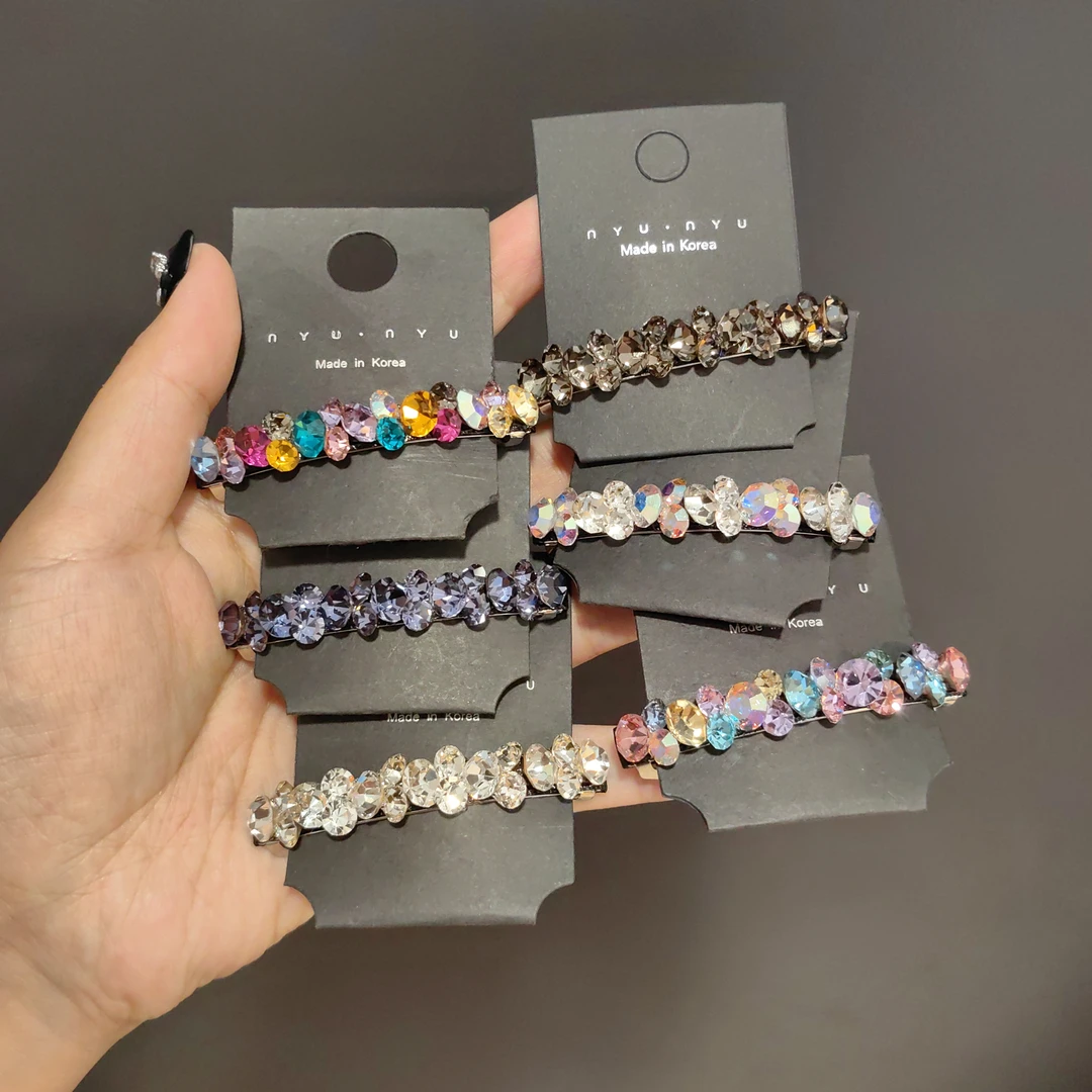 韩版施家钻弹簧夹网红款6公分碎发夹时尚立钻侧边夹轻奢边夹发饰