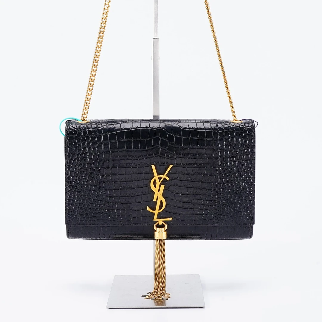 99新 YSL/圣罗兰 流苏包中号鳄鱼纹雾面单肩斜挎包（E店）