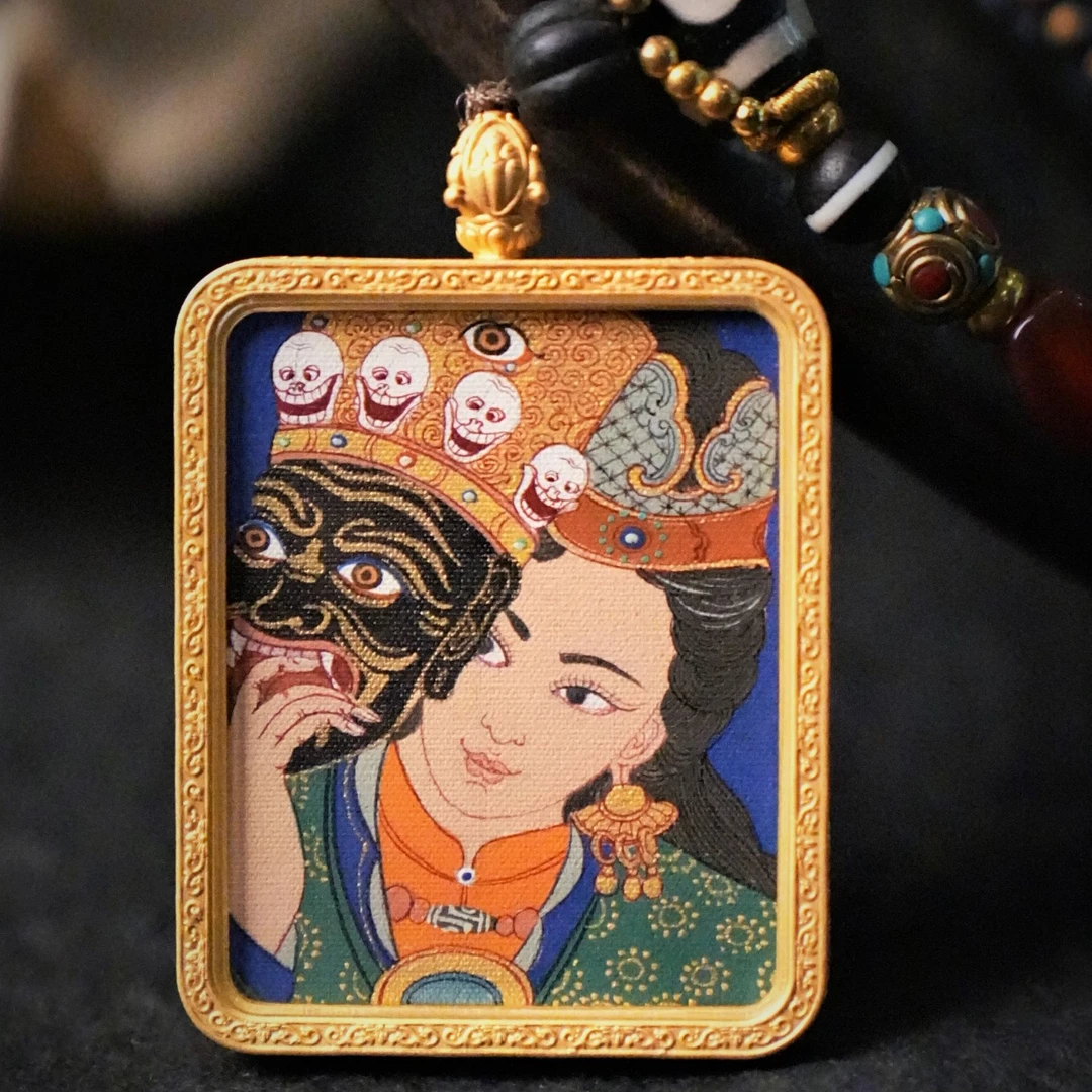 嘎玛博秀扎卡 扎基拉姆 一套 单面带香珠 纯手绘噶玛噶孜画派