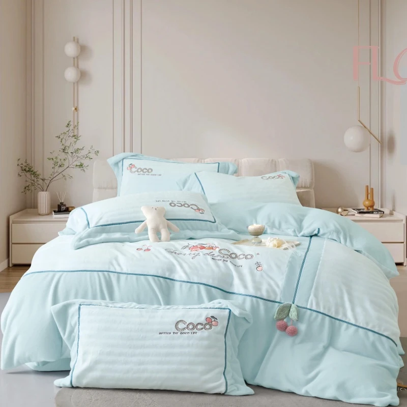 水貂绒加厚四件套冬季保暖牛奶绒加绒加密床群款套件-初夏的浪漫