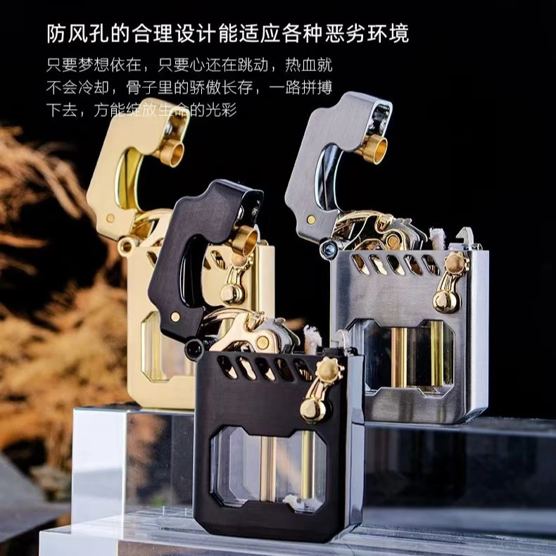 ZORRO佐罗新款机甲透明仓煤油打火机一键弹射赛博机甲风创意礼物