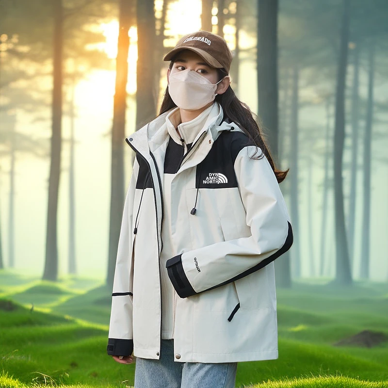 DYNAMIC NORTH/动感北面冲锋衣三合一男女款户外登山外套男女夹克