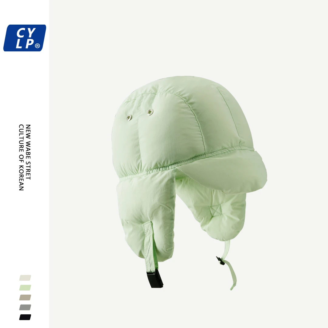 韩国新款飞行员雷锋帽女秋冬季羽毛保暖韩版简约百搭字母护耳帽