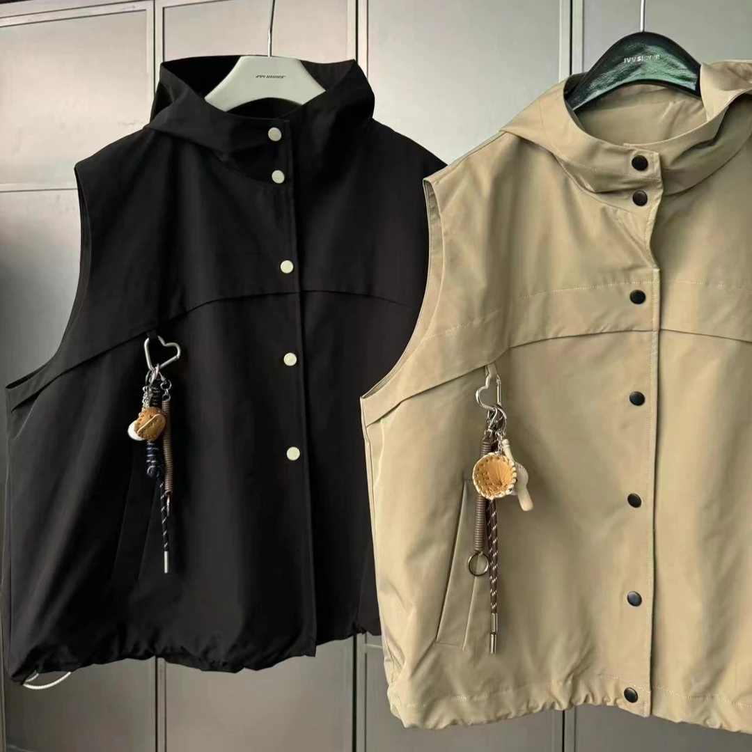 51509 黑卡连帽休闲马甲