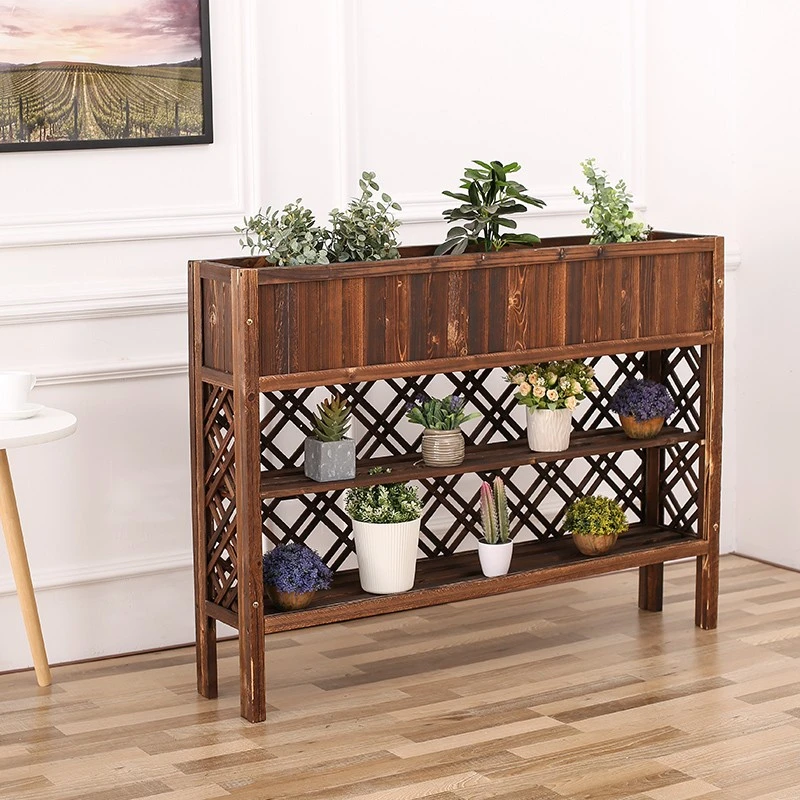 防腐木隔断花架木制户外阳台绿植花盆架餐厅客厅简约家用花槽架