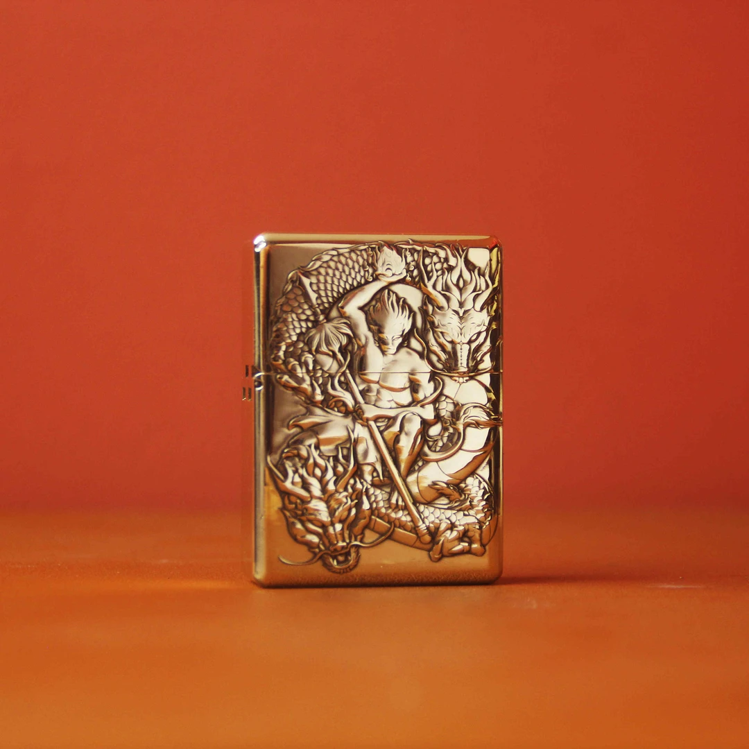 ZORRO912s平头 浮雕纯铜一体机超薄重甲防风礼品送男友打火机