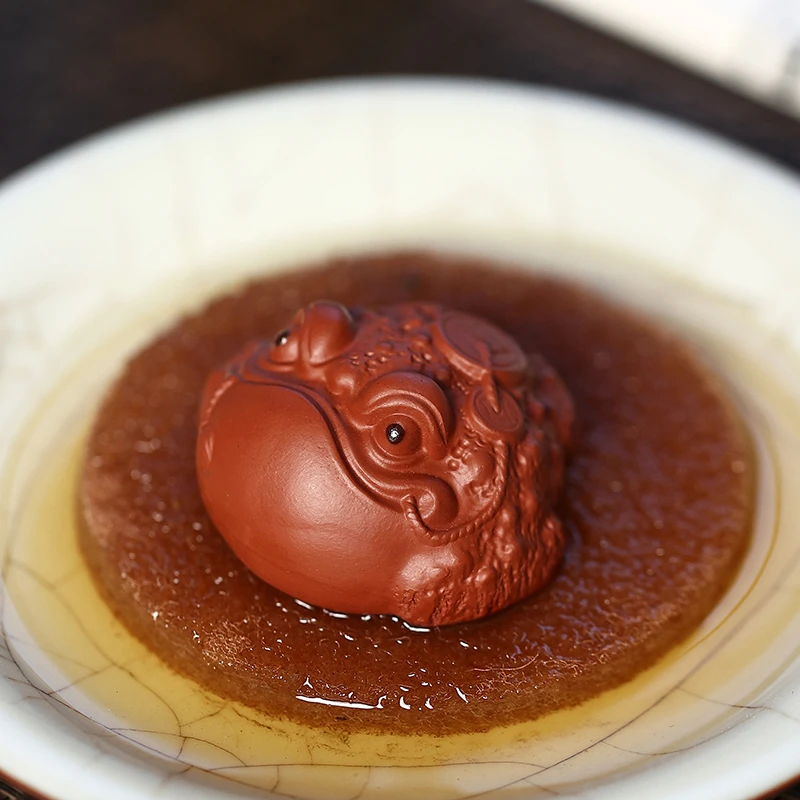 创意陶瓷茶道把玩全手工可爱大红泥瑞兽蟾蜍富甲一方福猪花生茶宠