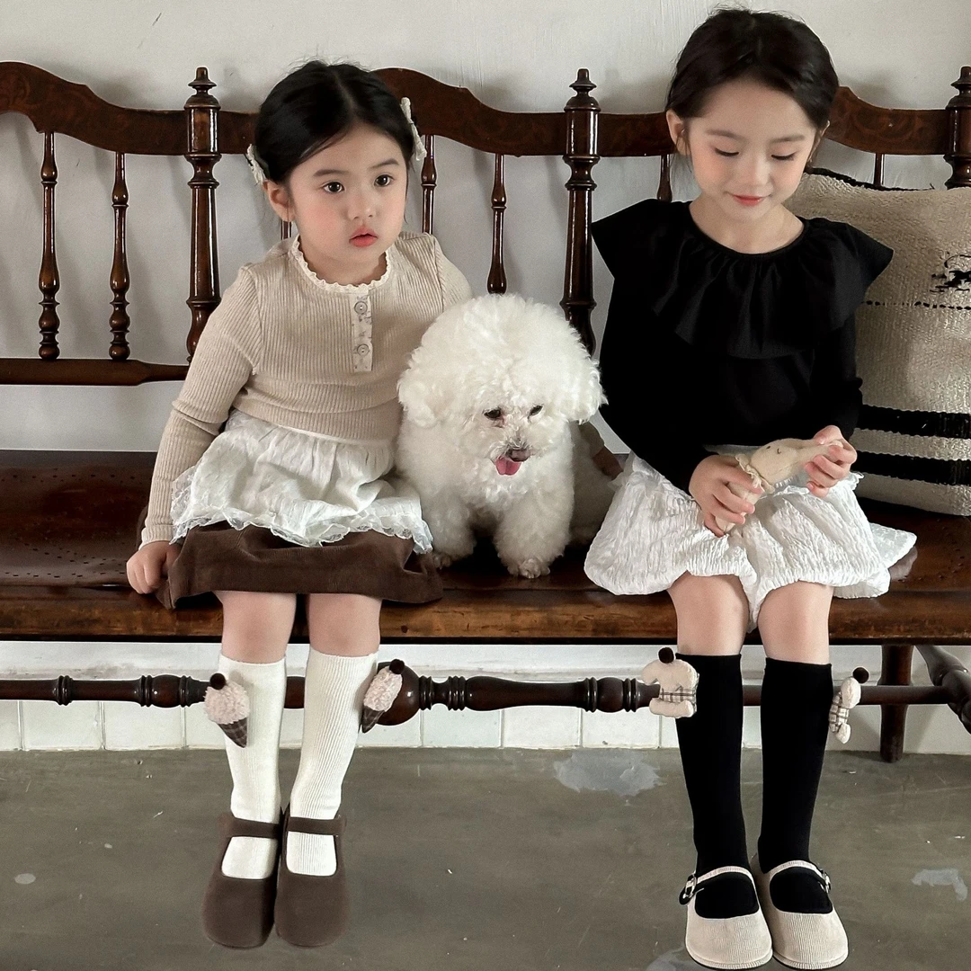 女宝女童萌娃2024年新款韩系时尚森系棉弹力短袜搭配可爱配件袜子