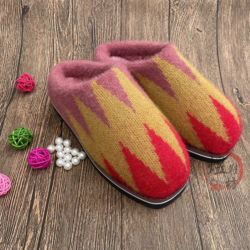 【貂绒毛线棉拖】纯手工棉拖鞋貂绒毛线钩织成品居家婚庆情侣加绒