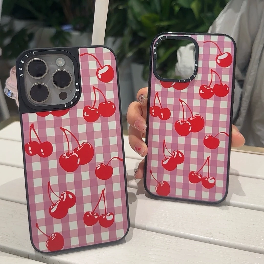 【1.5薄亚克力/高版镜面】红樱桃适用iPhone手机壳11/15系硬背软边