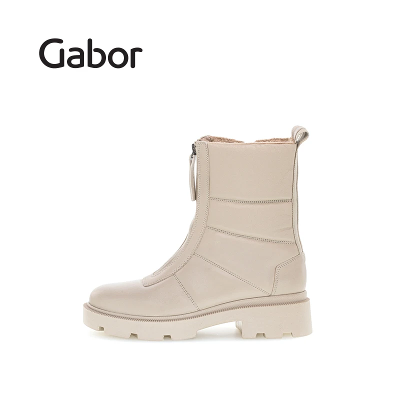 Gabor嘉步时尚百搭厚底秋冬真皮短靴舒适英伦风女士时装靴92753