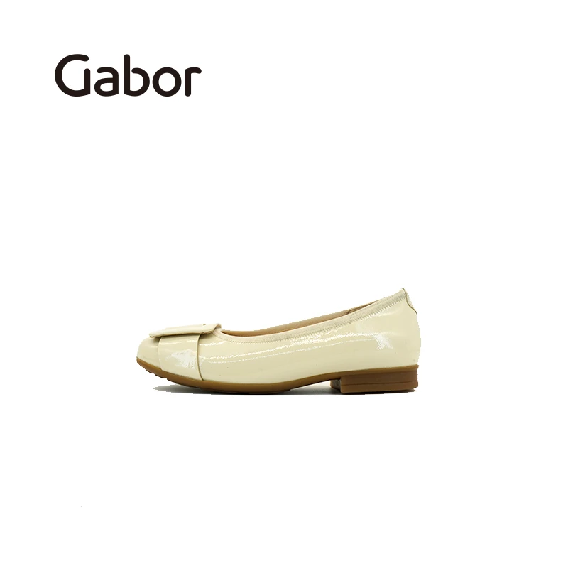 Gabor嘉步出游百搭鞋子简约平跟柔软鞋底圆头真皮革芭蕾舞鞋42466