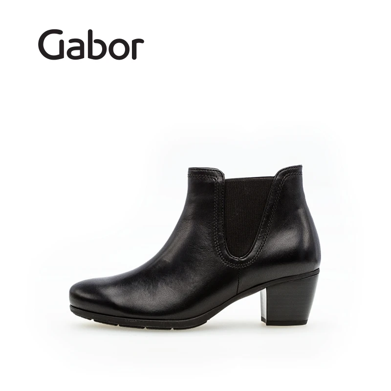 Gabor德国嘉步品牌女鞋粗跟圆头短靴英伦时尚女鞋复古羊皮革35524