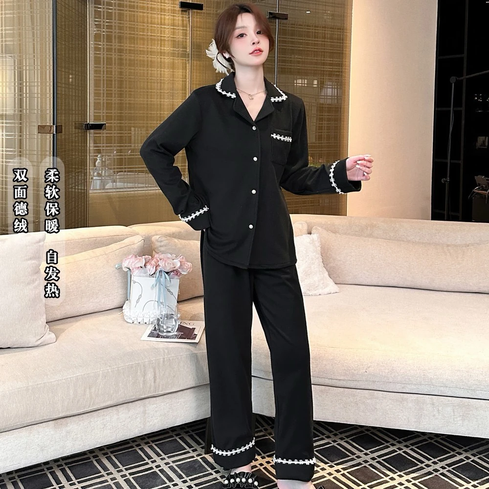 【自发热德绒】秋冬保暖德绒女士睡衣高奢系列长袖长裤简约家居服