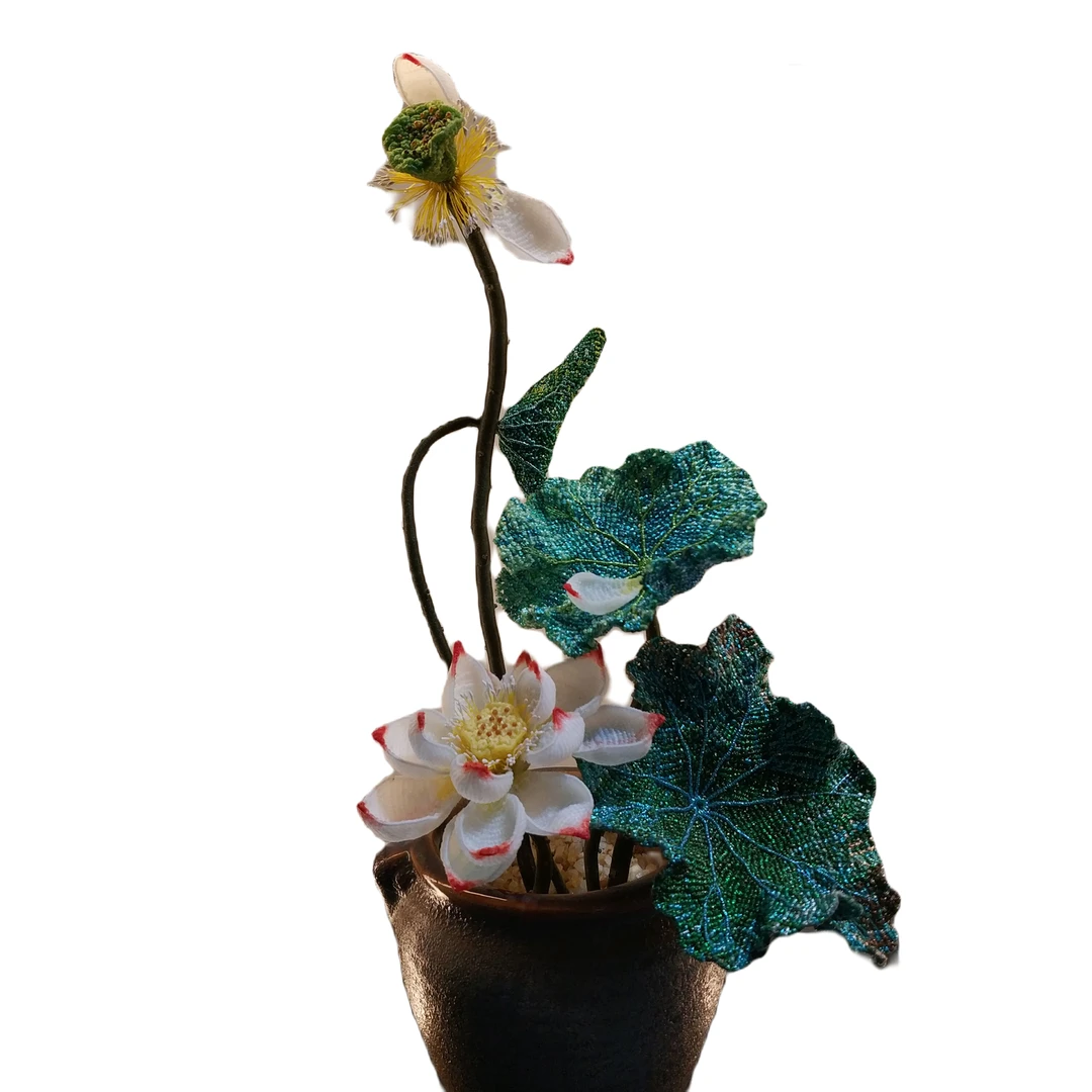 【材料】不染荷花全套材料和套线手工复古编织