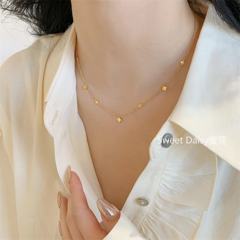钛钢项链 高品质不掉色女法式简约气质闪闪亮片五角星精致北斗星