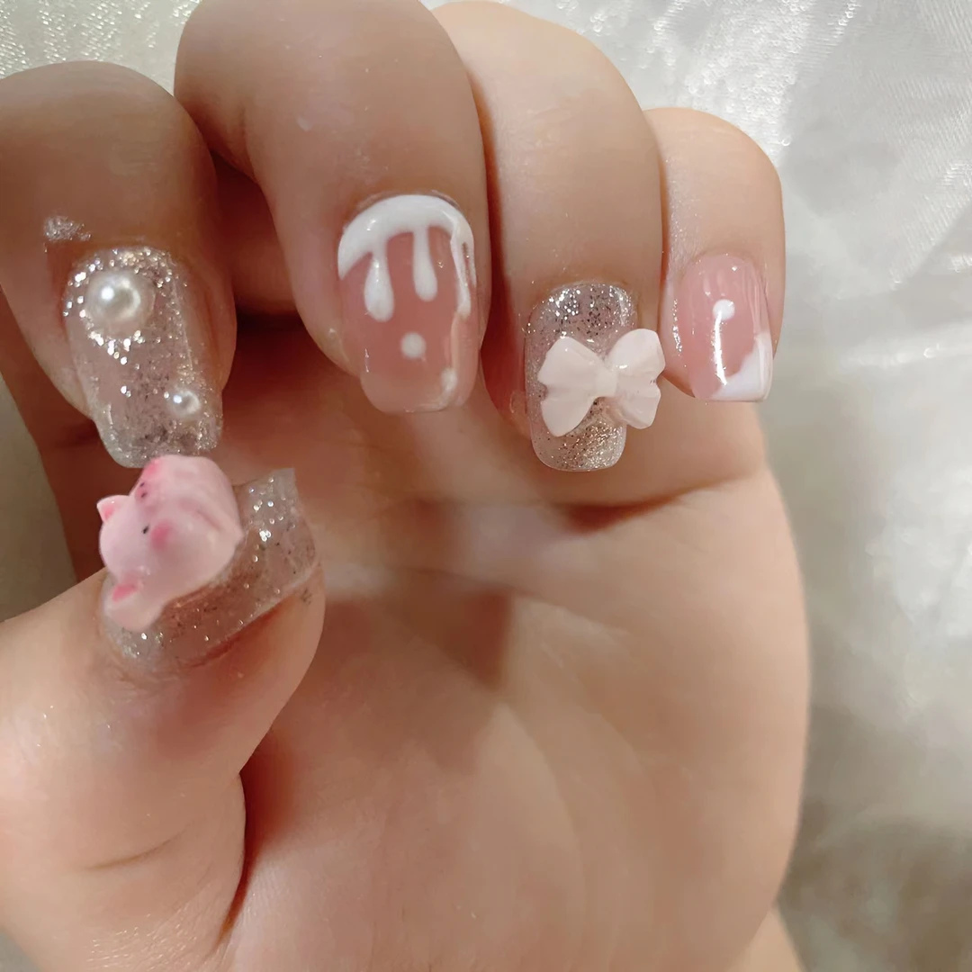 穿戴甲夏天可爱高颜值甜美拿货一手货源中长款送固态胶和烤灯165