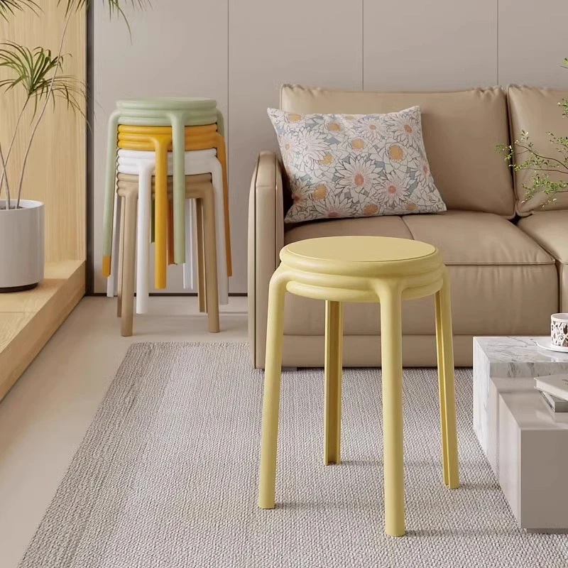 塑料凳子家用加厚可叠放现代简约餐厅备用商用大人结实耐用圆胶凳