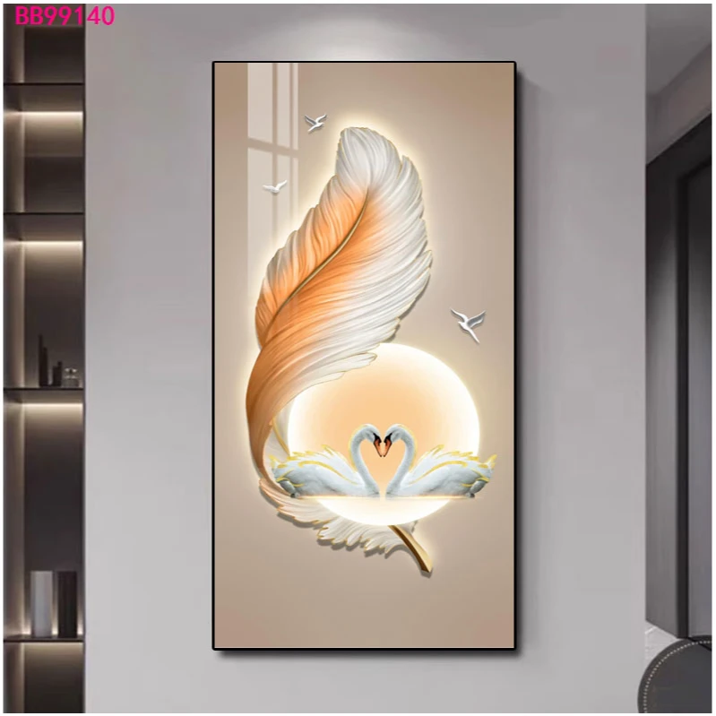 现代简约羽毛玄关装饰画轻奢入户过道竖版挂画大气走廊壁画墙壁