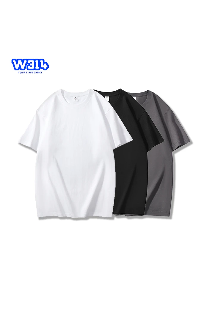 重磅精梳长绒棉T恤短袖圆领水光打底衫男女纯棉宽松百搭情侣