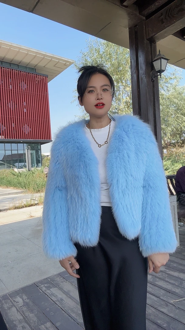 韩版时尚狐狸毛外套女短款加厚保暖毛毛大衣