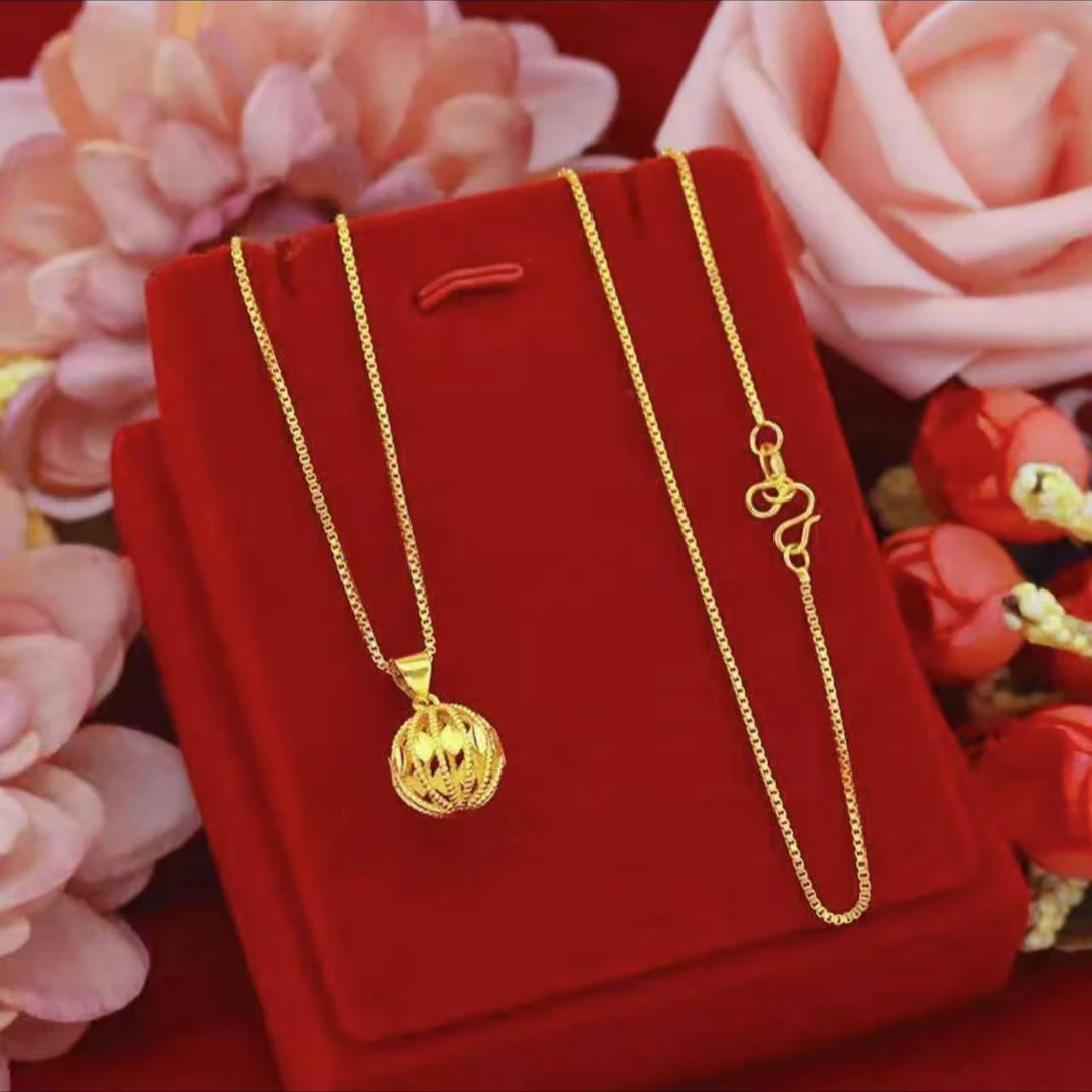 钛钢项链 A-147气质经典镂空玲珑球百搭时尚精美女士坠链