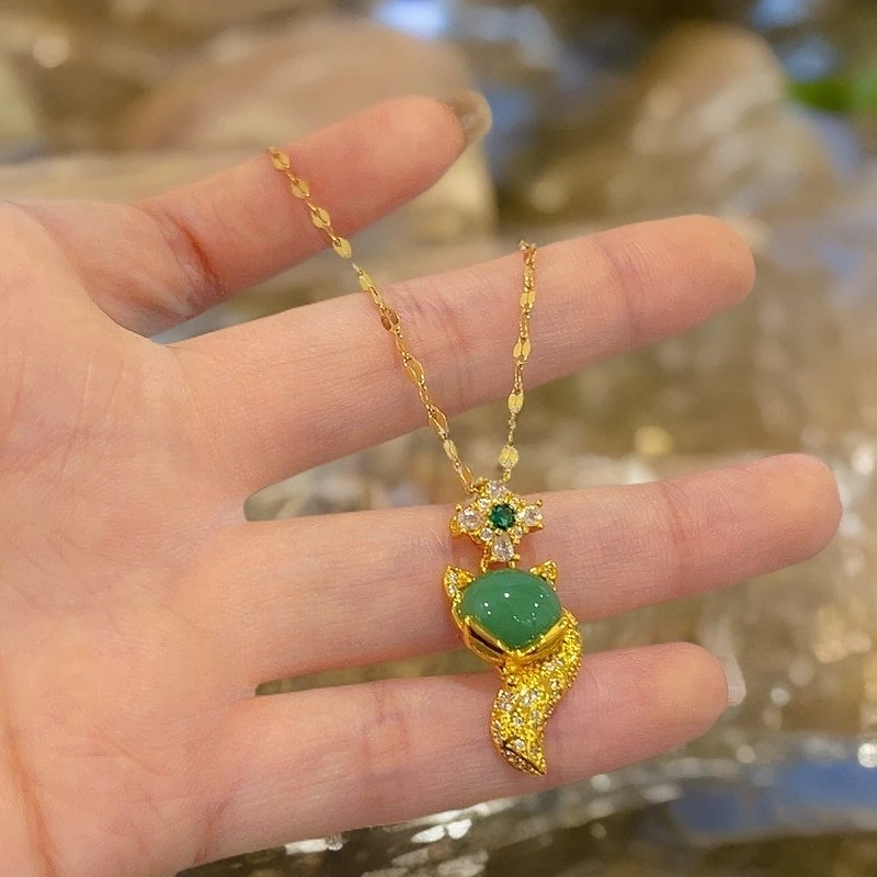 钛钢项链 A-72微镶狐狸项链轻奢时尚百搭精美坠链