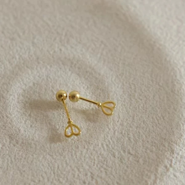 钛钢耳饰 e-2-简约小众爱心钥匙百搭小巧精致时尚耳饰