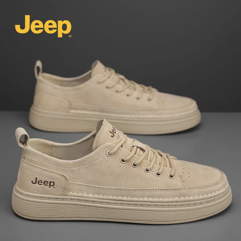 jeep吉普真皮男鞋2025新款秋季小皮鞋子男款低帮软底休闲板鞋男士