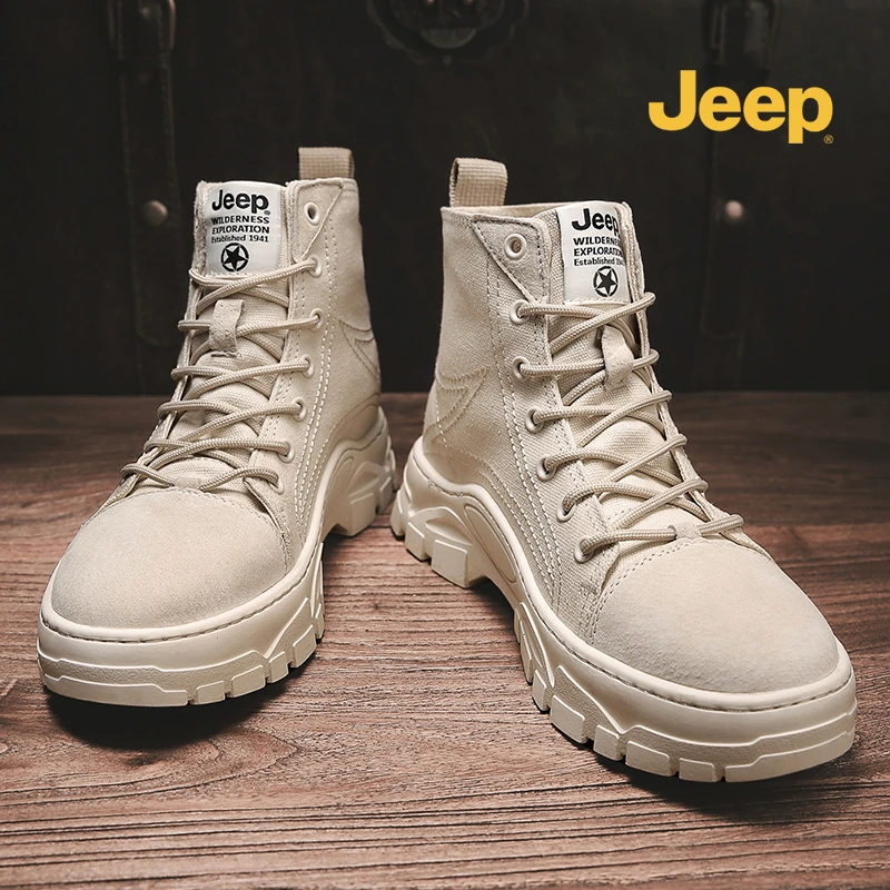 jeep吉普男鞋户外工装靴冬季可加绒高帮百搭马丁靴厚时尚休闲男士