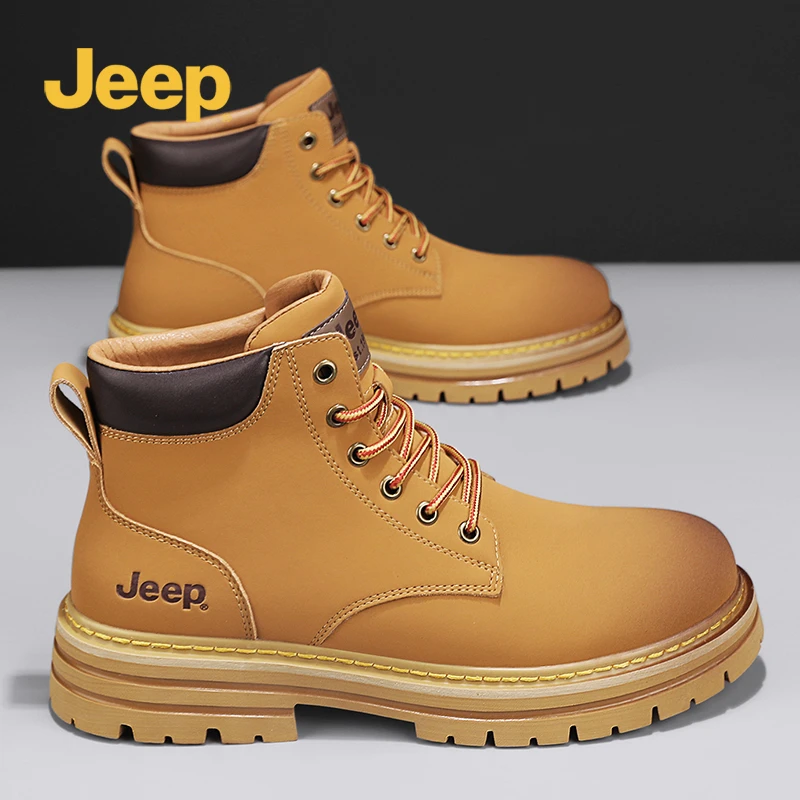 jeep吉普高帮马丁靴男鞋冬季加绒加厚保暖雪地棉靴子防寒休闲棉鞋