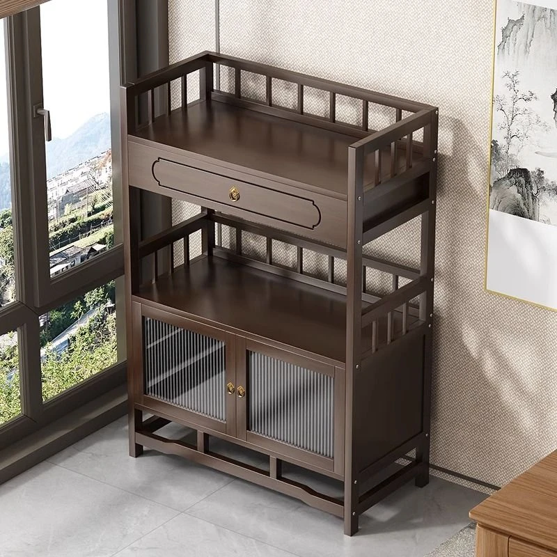 博古架办公室茶柜置物架家用茶叶柜茶台桌边柜茶叶茶具收纳储物柜