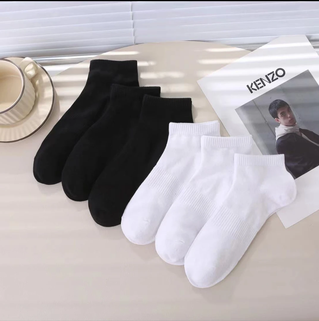 铎朵春季男士纯色棉短袜黑白运动情侣ins抗菌防臭袜舒适透气百搭C