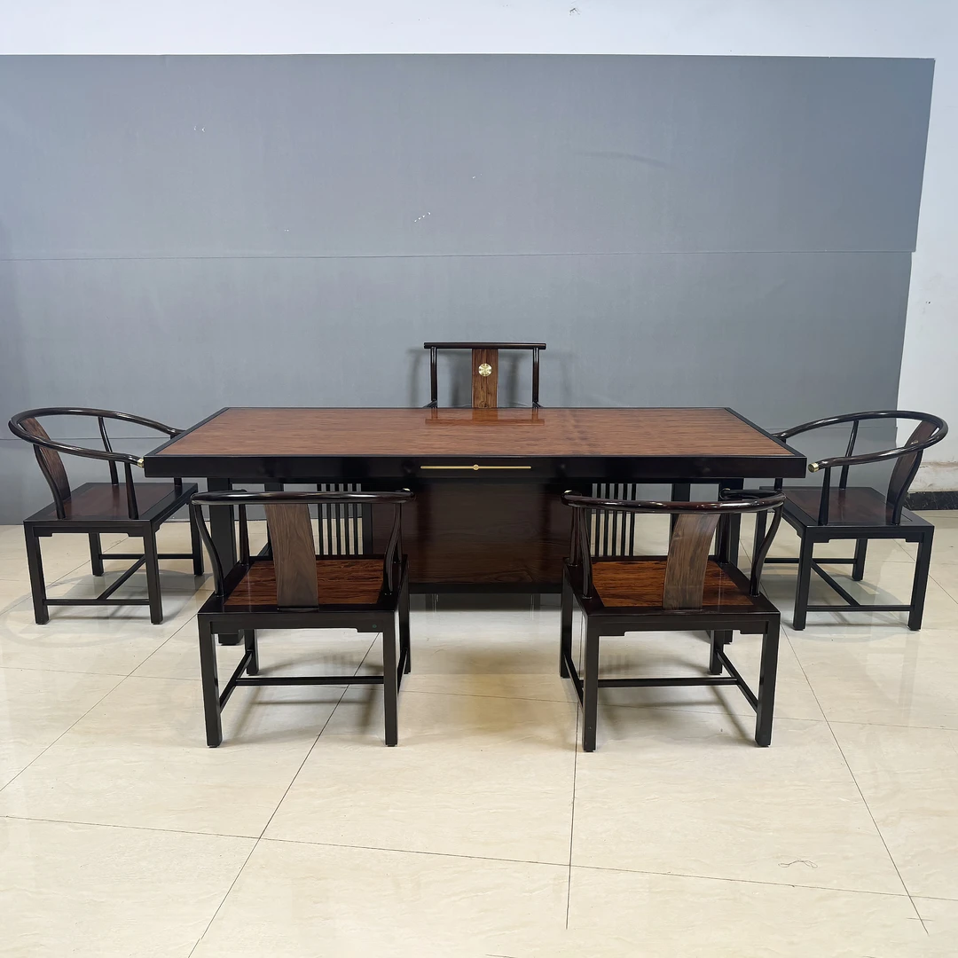 实木拼色简约大气办公干泡茶台