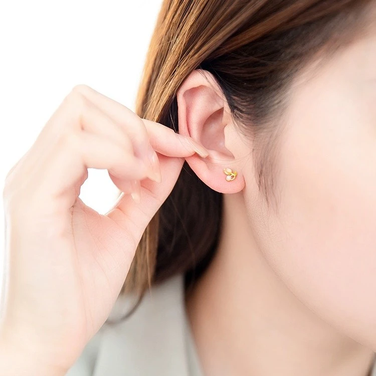 足金999花丝镶嵌珐琅郁金香耳钉