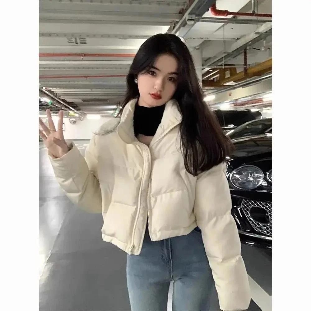 小个子韩系白色短款立领羽服女冬季2023年新款衣外套厚潮