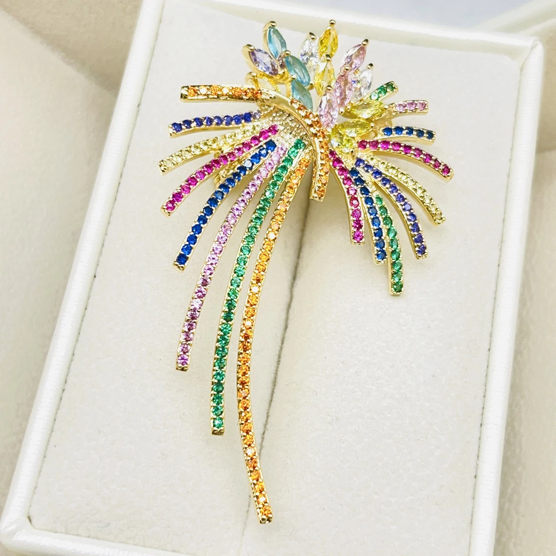 kasiya/卡思雅 铜合金胸针 【七彩烟花】时尚奢华气质胸针搭西装