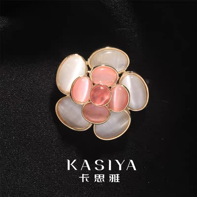 kasiya/卡思雅 铜合金胸针 时尚小香气红粉佳人山茶花胸针胸花