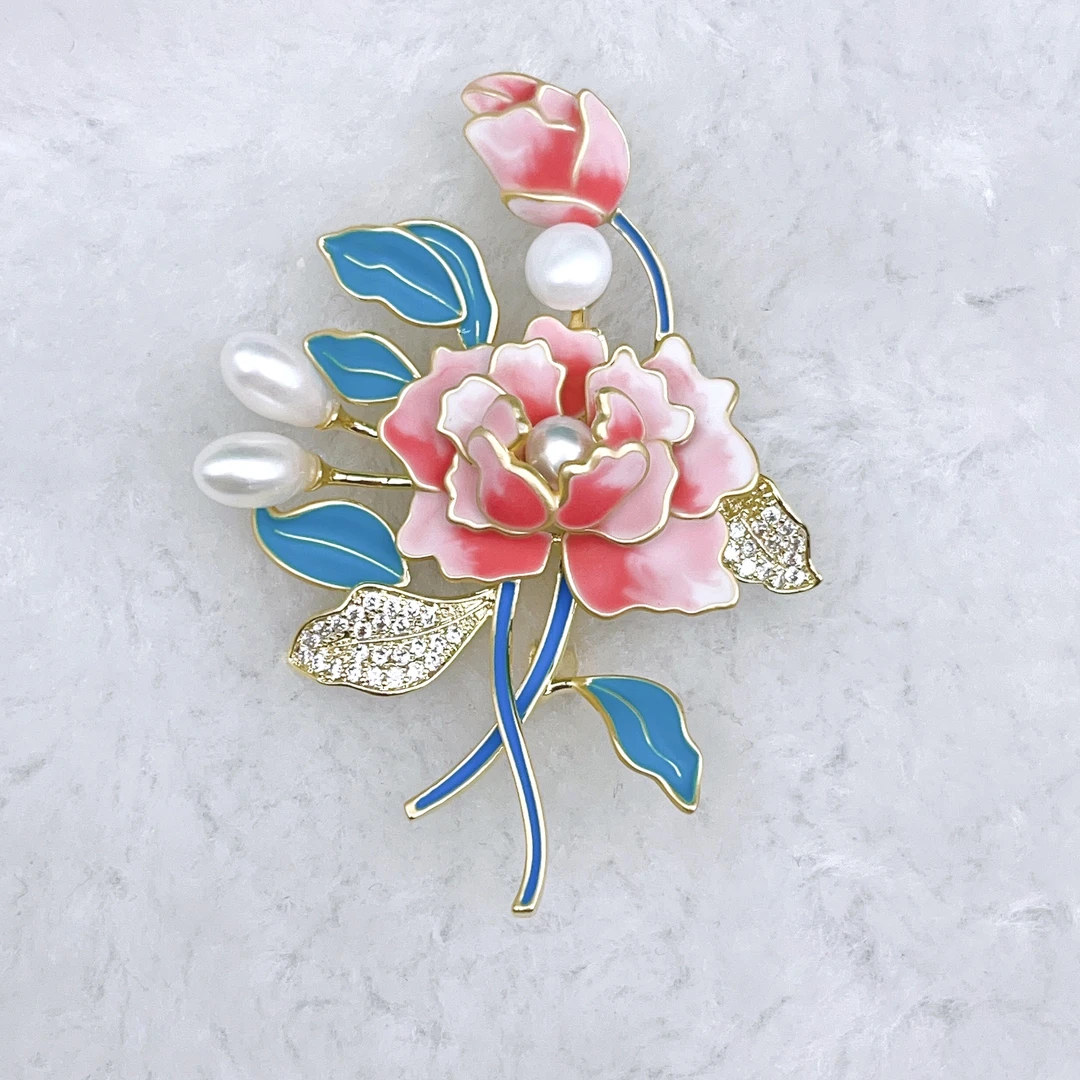 kasiya/卡思雅 铜合金胸针 高版牡丹花开胸针搭外套大衣