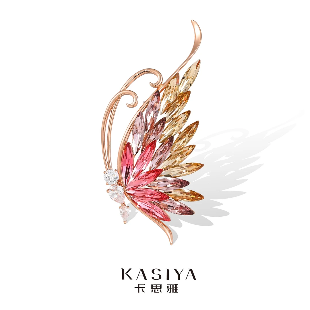 kasiya/卡思雅 铜合金仿水晶胸针 新款双色蝴蝶胸针送礼胸花