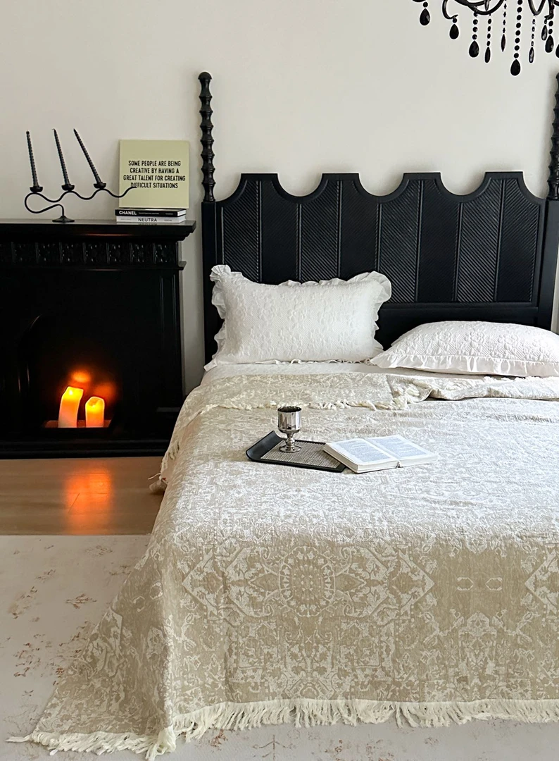 【凯撒•珍珠】苏木染纯棉天然植物染纱布盖毯双人床盖轻奢多功能