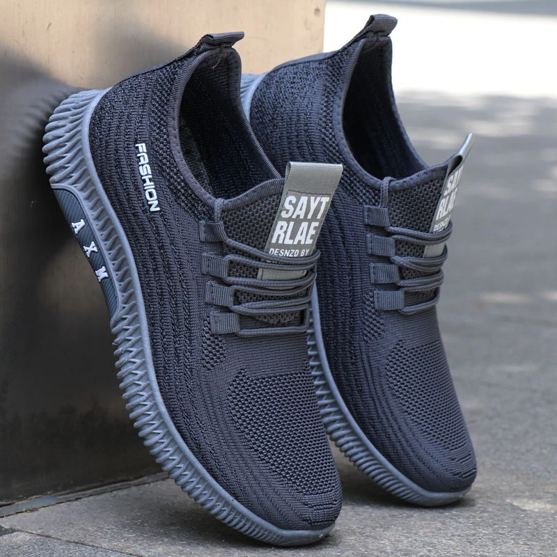 网鞋男夏季透气飞织网面鞋轻便百搭运动休闲鞋男士一脚蹬懒人鞋男