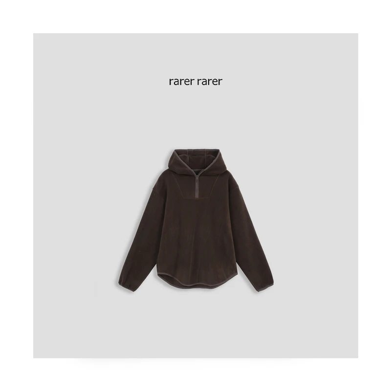【rarer rarer】两色半拉链摇粒绒连帽卫衣外套2403118
