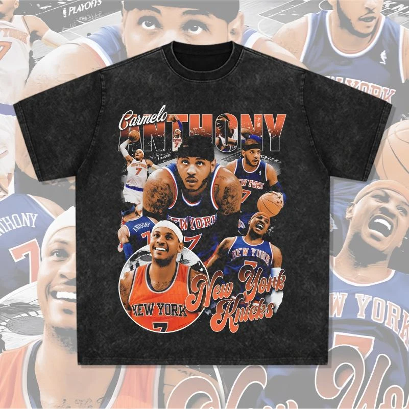 复古安东尼Anthony印花短袖T恤Vintage水洗圆领重磅小领口男t