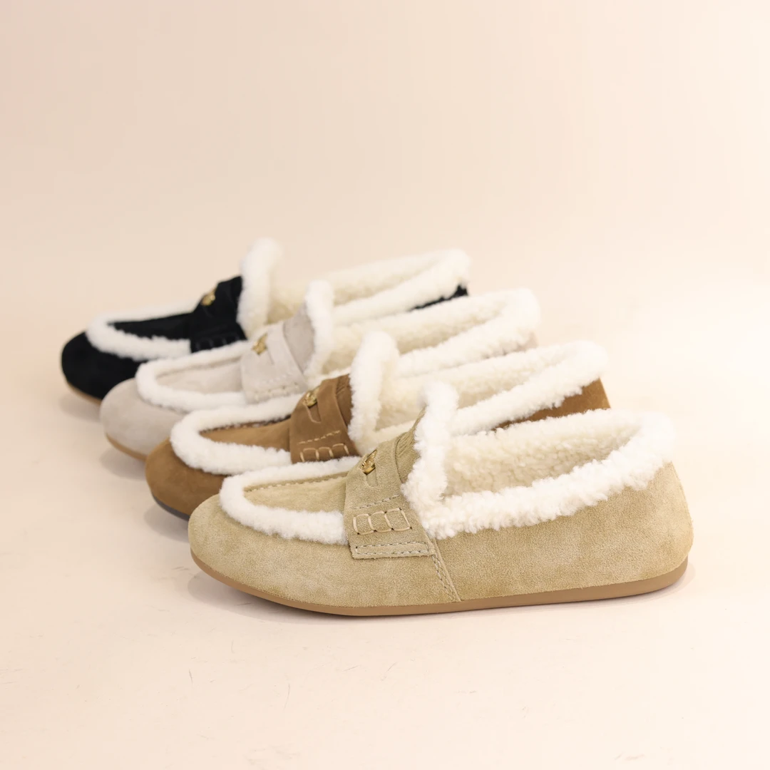 女鞋平底冬季保暖乐福鞋毛毛平底舒适时尚百搭毛毛鞋休闲软底231