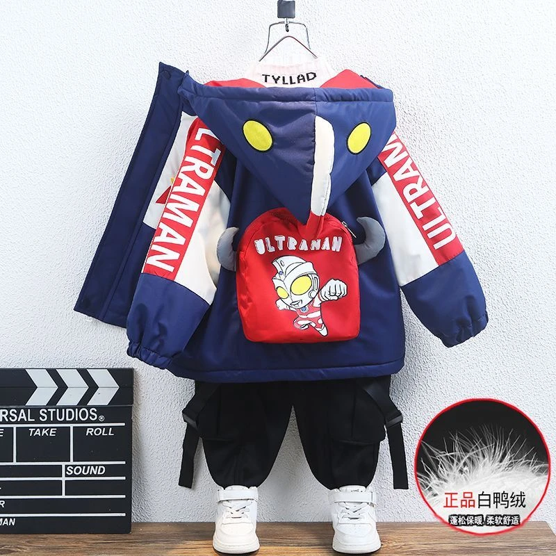 奥特曼男童羽绒服冬季2024新款儿童装白鸭绒外套宝宝冬装加厚潮衣